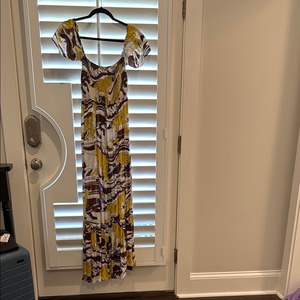 Anthropologie Yellow and Brown Sleeveless Sundress